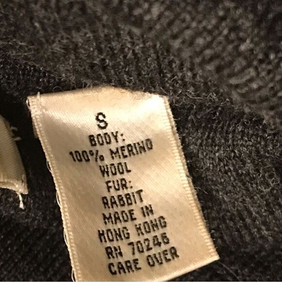 Cowl neck charcoal gray 100% wool Long sleeve sweater - Picture 8 of 11